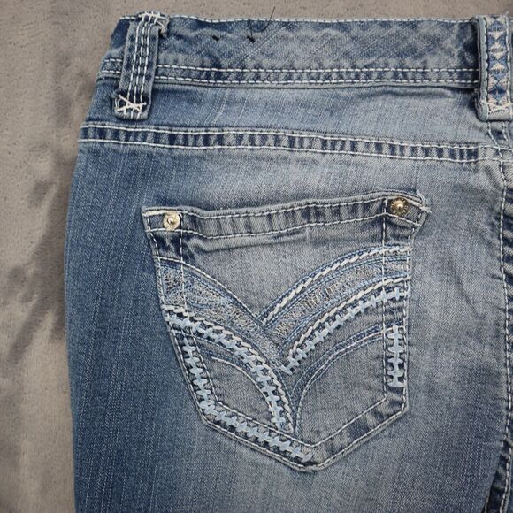 Twentyone Black by RU21 Pants Womens 12 Blue Denim Slimboot Distressed Jeans - Picture 15 of 16